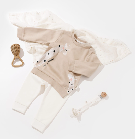 Pureopia — Organic Baby Pajamas — Blush Khaki Giraffe