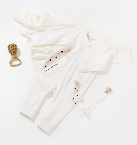 Pureopia — Organic Baby Bodysuit — Blush Giraffe
