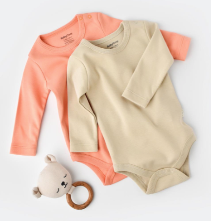 Pureopia — Organic Baby Bodysuit — Pack of 2 —  Orange and Khaki