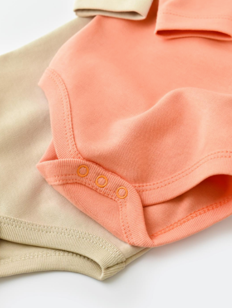 Pureopia — Organic Baby Bodysuit — Pack of 2 — Orange and Khaki