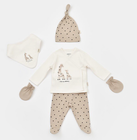 Pureopia — Organic Baby set — Khaki Beige Giraffe