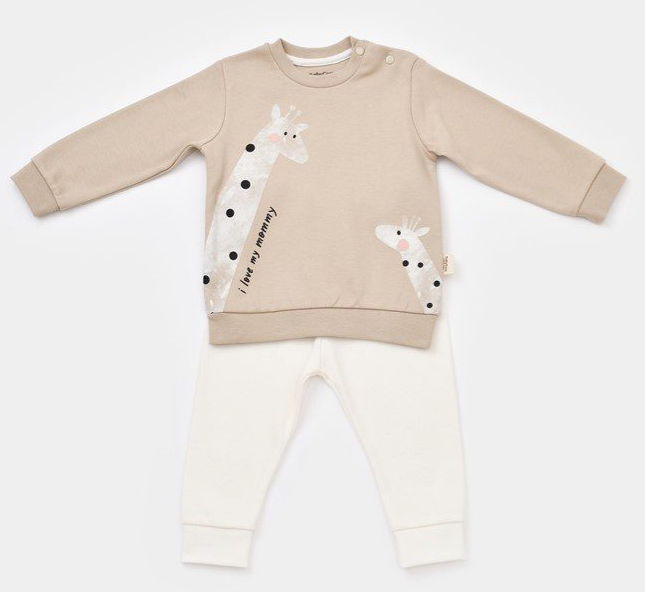 100% Organic Cotton Baby Unisex 2-piece Long Sleeve Tee and Tie-Up Pant Set