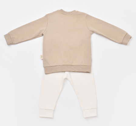 100% Organic Cotton Baby Unisex 2-piece Long Sleeve Tee and Tie-Up Pant Set